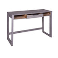 44 Inch Minimalist Single Drawer, Mago Wood, Entryway Console Table Desk, Textured Groove Lines, Gray Gray Solid Wood