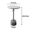 Aluminum Frame Round Side Table With Marble Top And Adjustable Height, White And Silver White Aluminum