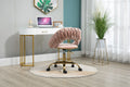 Coolmore Computer Chair Office Chair Adjustable Swivel Chair Fabric Seat Home Study Chair Pink Polyester