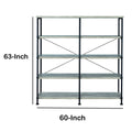 63 Inch Industrial 4 Tier Bookshelf, Particleboard, Metal Frame, Gray, Black Black Gray Metal & Wood