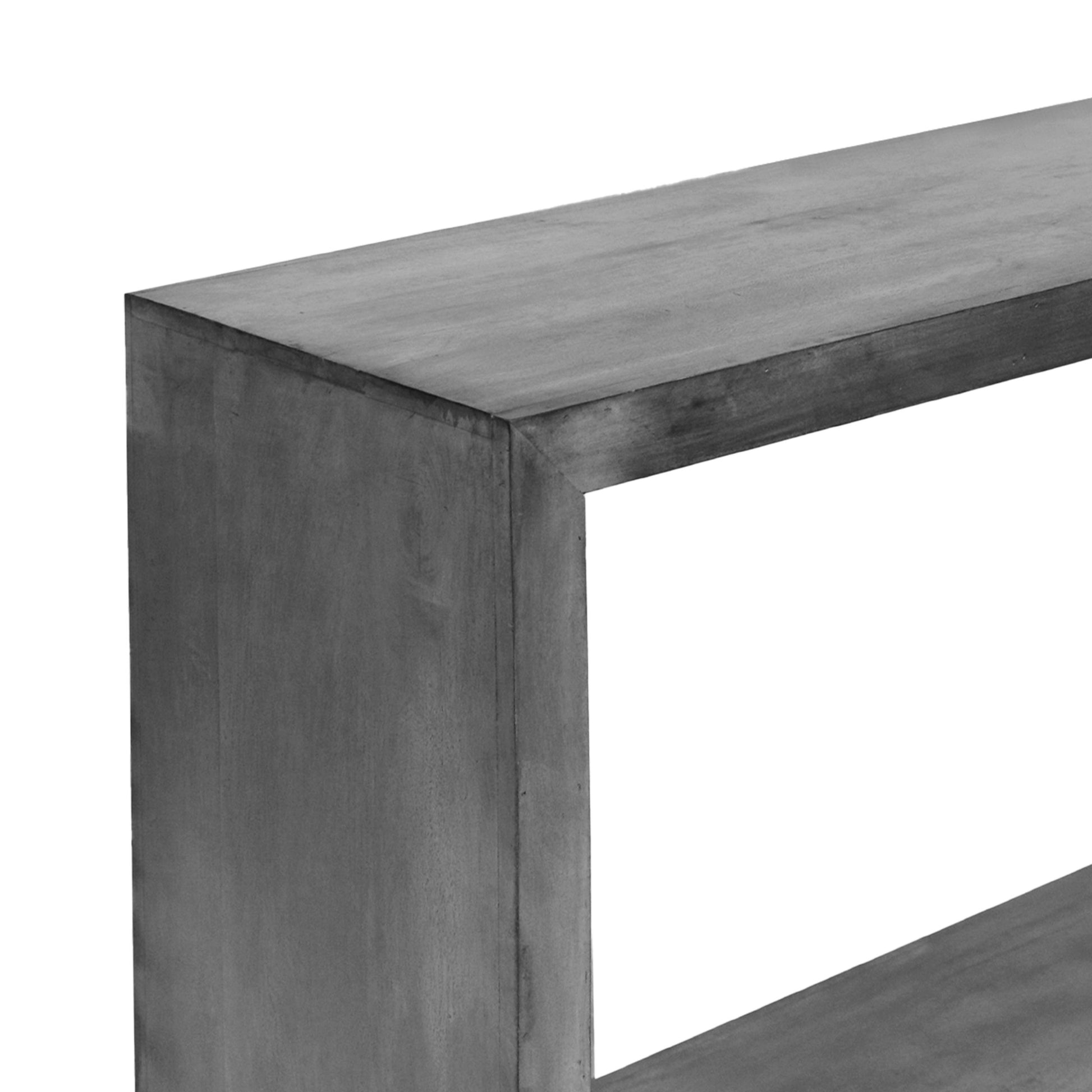 52" Cube Shape Wooden Console Table With Open Bottom Shelf, Charcoal Gray Gray Solid Wood