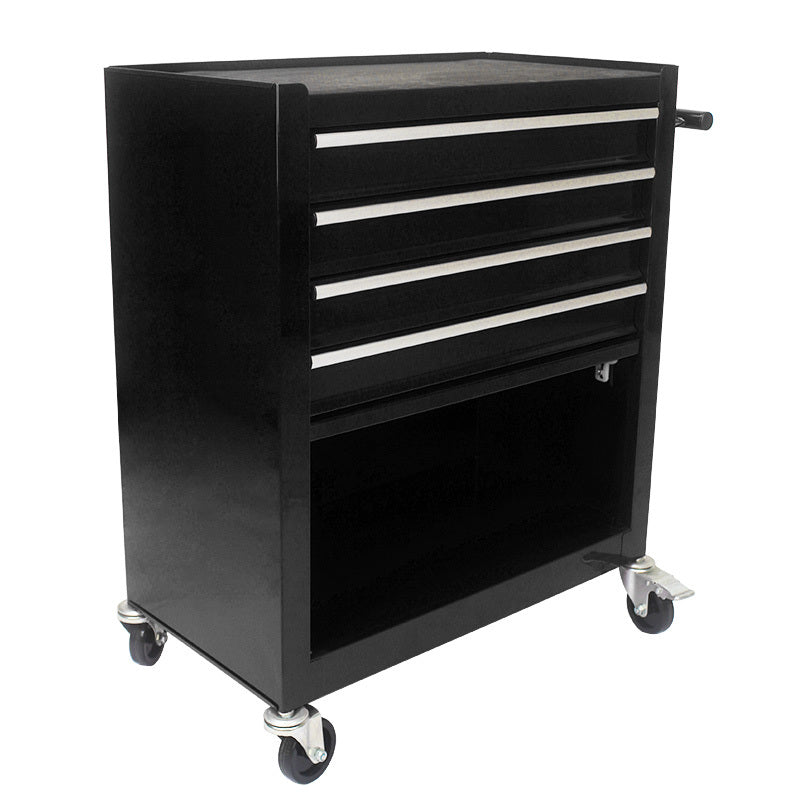 4 Drawers Multifunctional Tool Cart With Wheels Black Black Steel