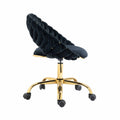 Coolmore Computer Chair Office Chair Adjustable Swivel Chair Fabric Seat Home Study Chair Black Polyester