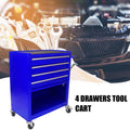 4 Drawers Multifunctional Tool Cart With Wheels Blue Blue Steel