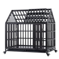 Heavy Duty Dog Cage Pet Crate With Roof Black Carbon Steel