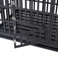 Heavy Duty Dog Cage Pet Crate With Roof Black Carbon Steel