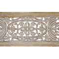 Rectangular Mango Wood Wall Panel Hand Crafted With Intricate Carving, White And Brown Brown White Metal & Wood