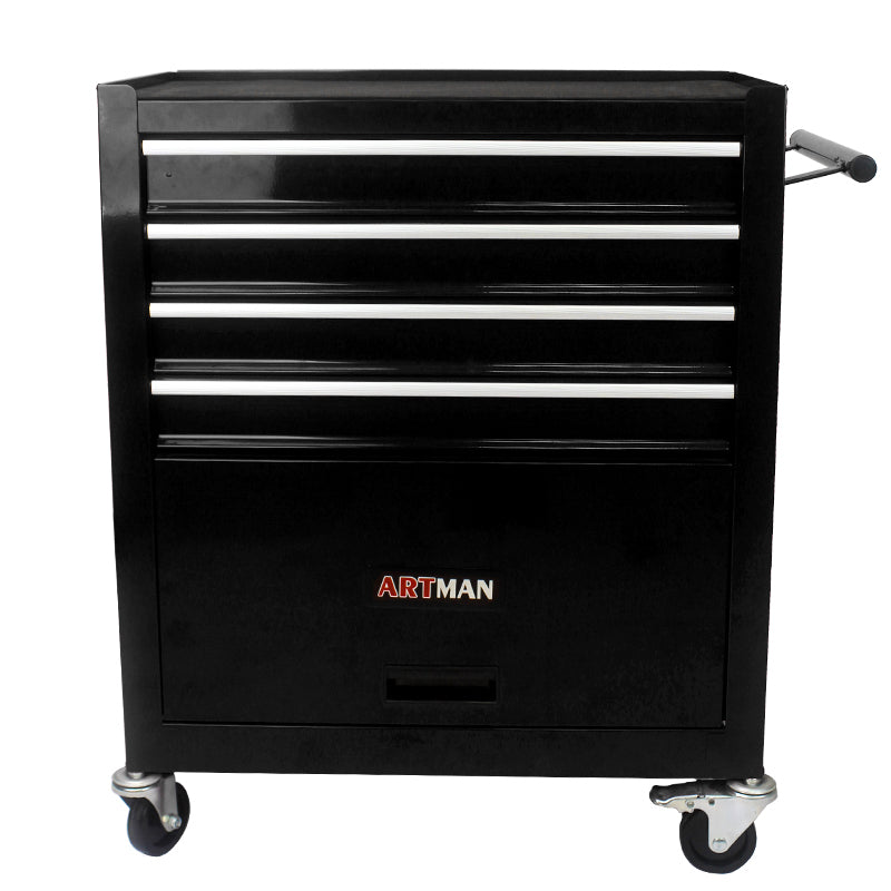 4 Drawers Multifunctional Tool Cart With Wheels Black Black Steel