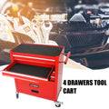 4 Drawers Multifunctional Red Tool Cart With