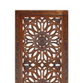 2 Piece Mango Wood Wall Panel Set With Mendallion Carving, Burnt Brown Brown Metal & Wood