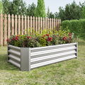 Metal Raised Garden Bed, Rectangle Raised Planter 4 2 1Ft For Flowers Plants, Vegetables Herb Silver Silver Bedroom Metal