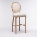French Country Wooden Barstools With Upholstered Seatingbeige And Natural Set Of 2 Beige Fabric Solid Wood Mdf