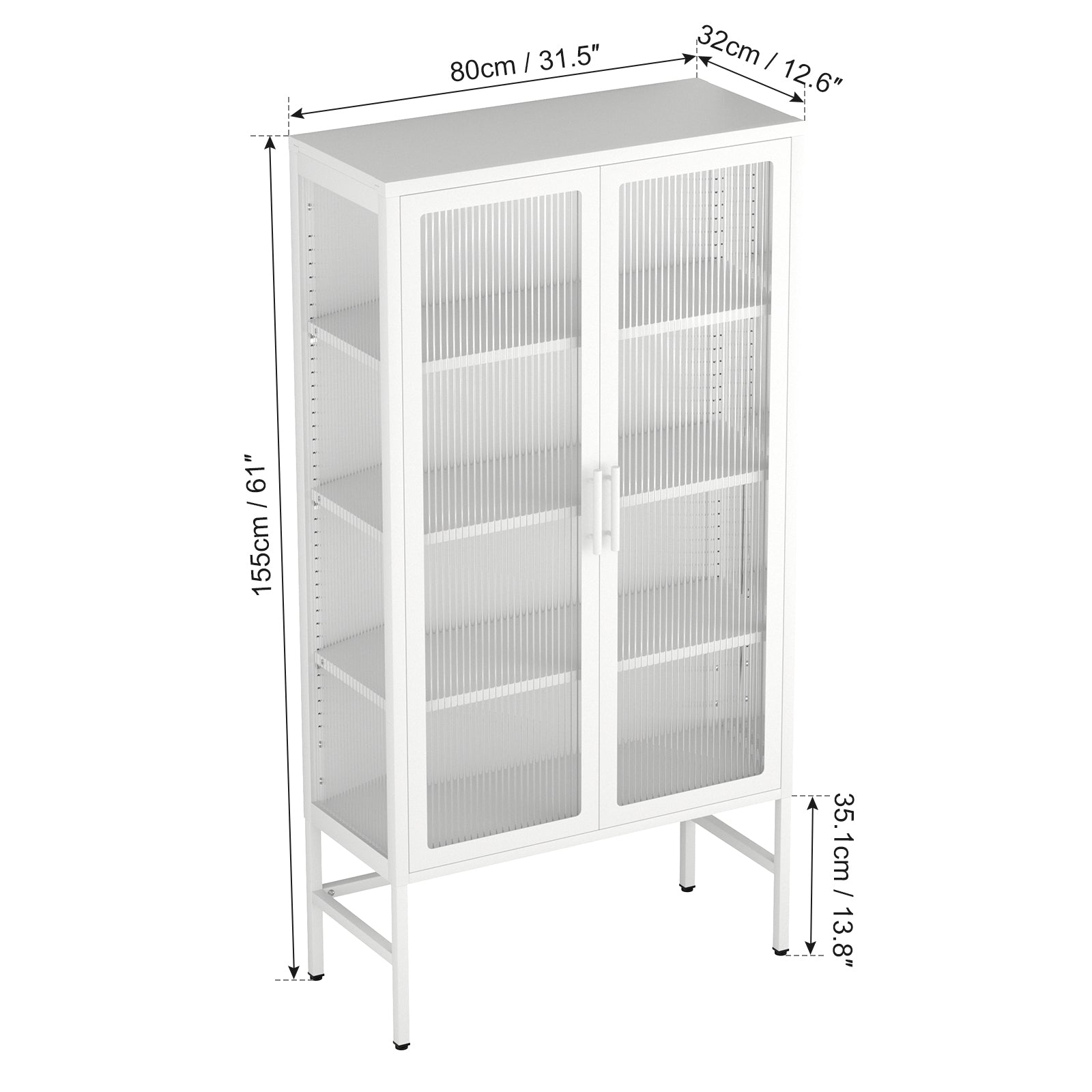 Double Glass Door Storage Cabinet With Adjustable