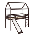 Twin Loft Bed With Slide, House Bed With Slide,Espresso Old Sku :Wf286245Aap Twin Espresso Solid Wood