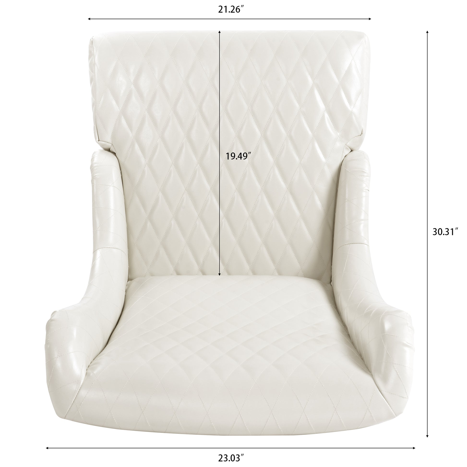 23.03" Wide Faux Leather High Back Accent Chair, Comfy High Wingback Chair, Living Room Chair With Soft Padded & Wooden Legs, Modern Side Chair For Living Room, Bedroom, White White Pu