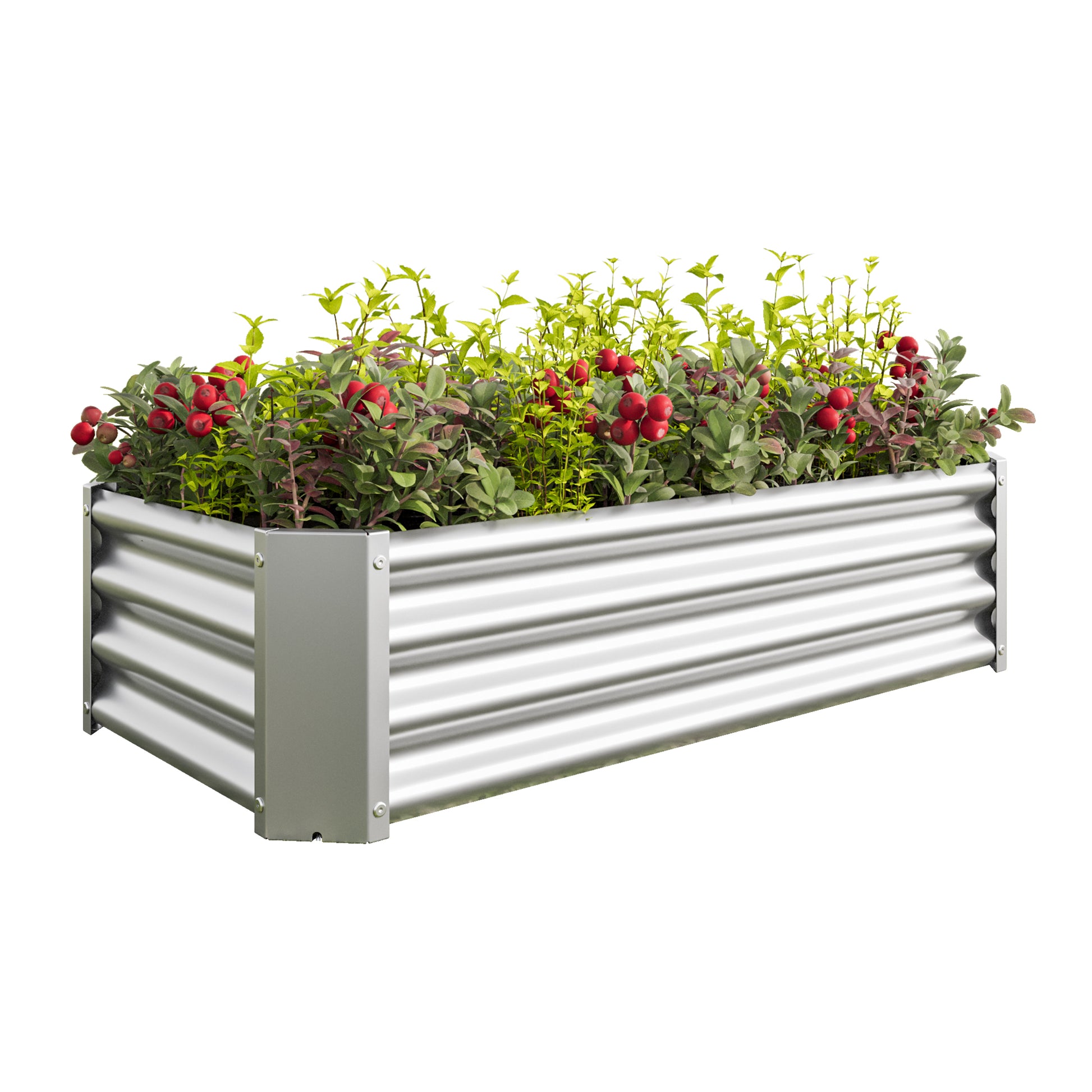 Metal Raised Garden Bed, Rectangle Raised Planter 4 2 1Ft For Flowers Plants, Vegetables Herb Silver Silver Bedroom Metal