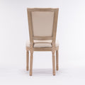 French Style Solid Wood Frame Linen Fabric Square Back Dining Chair,Set Of 2,Cream Cream Fabric Solid Wood Mdf Resin