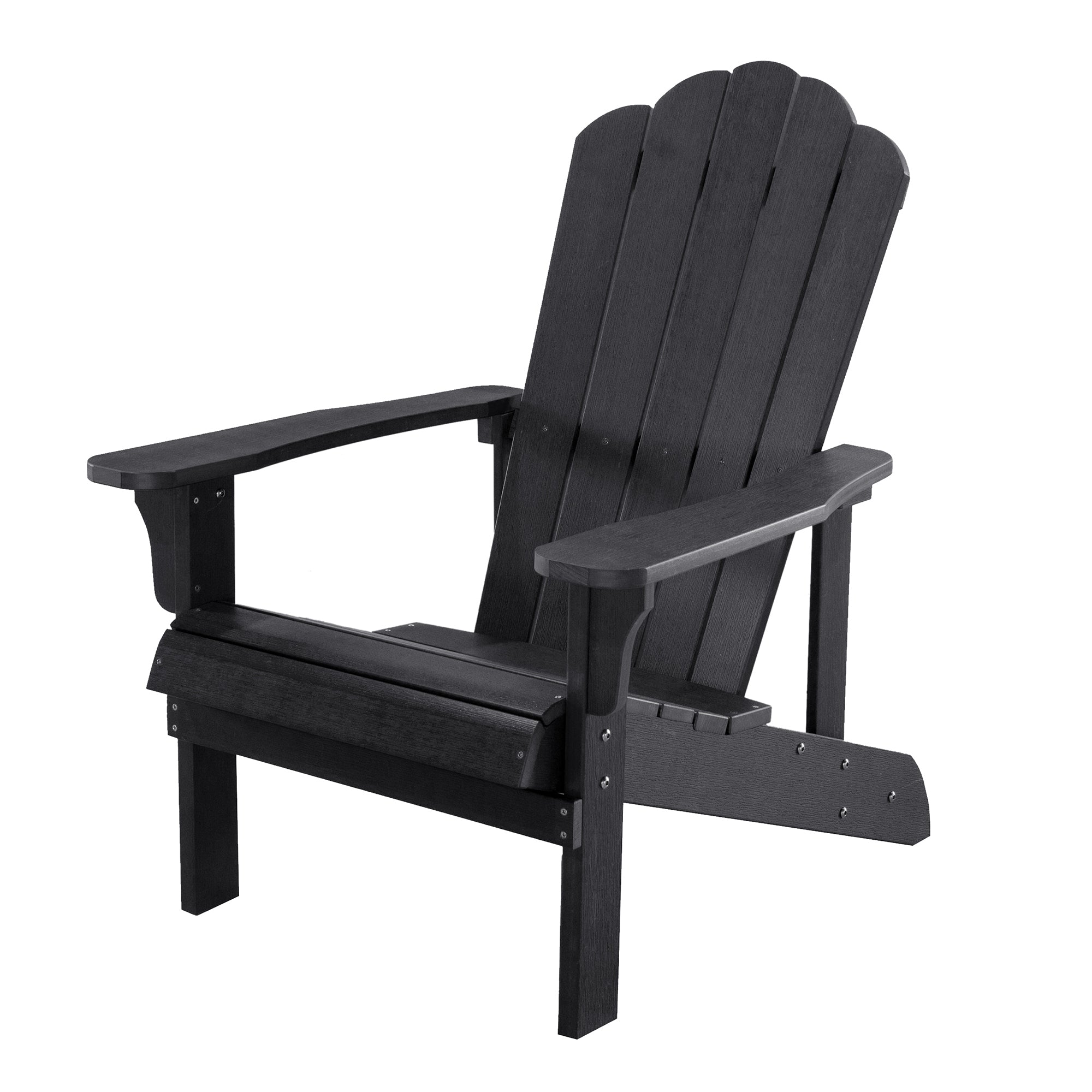 Key West Outdoor Plastic Wood Adirondack Chair, Patio black-polyethylene