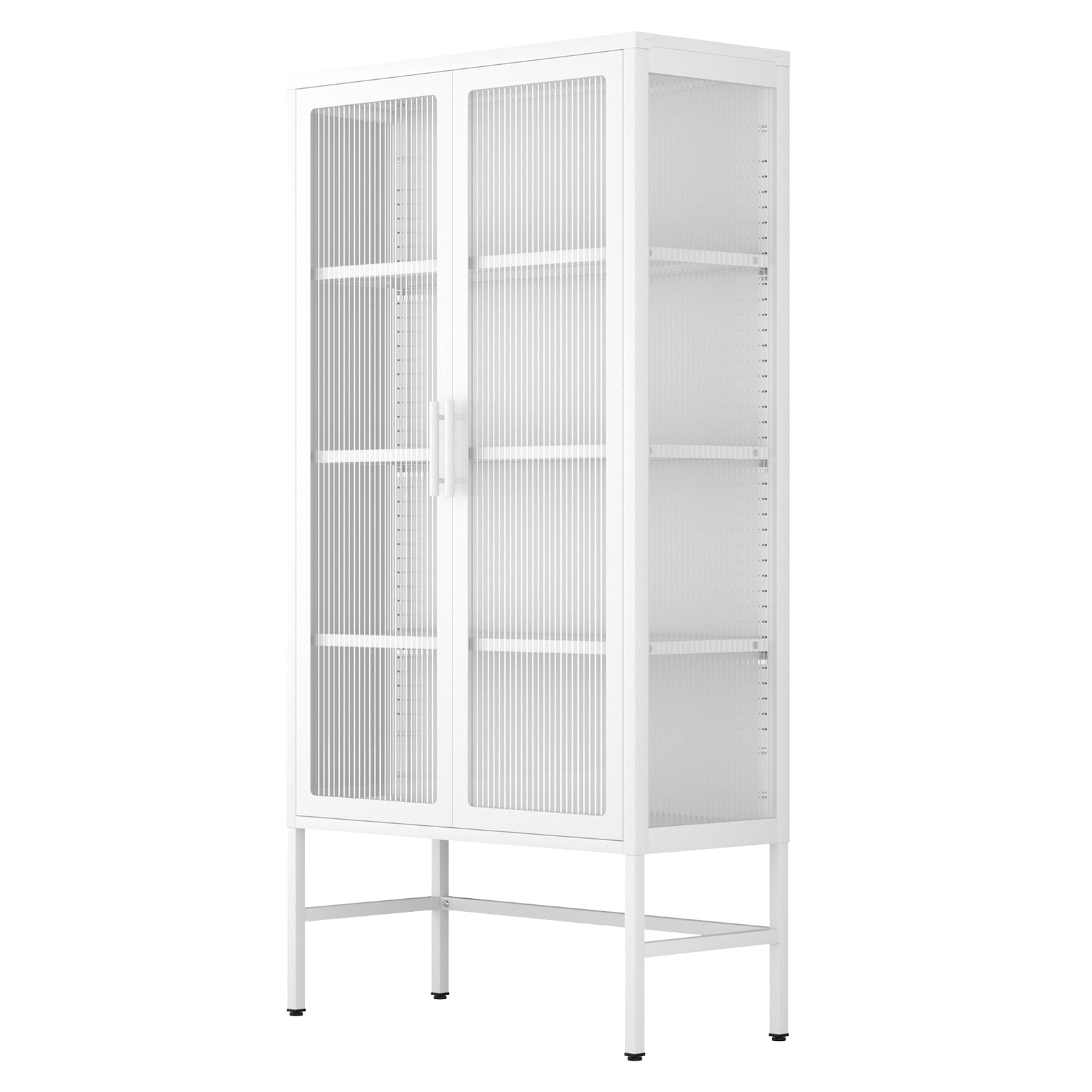 Double Glass Door Storage Cabinet With Adjustable