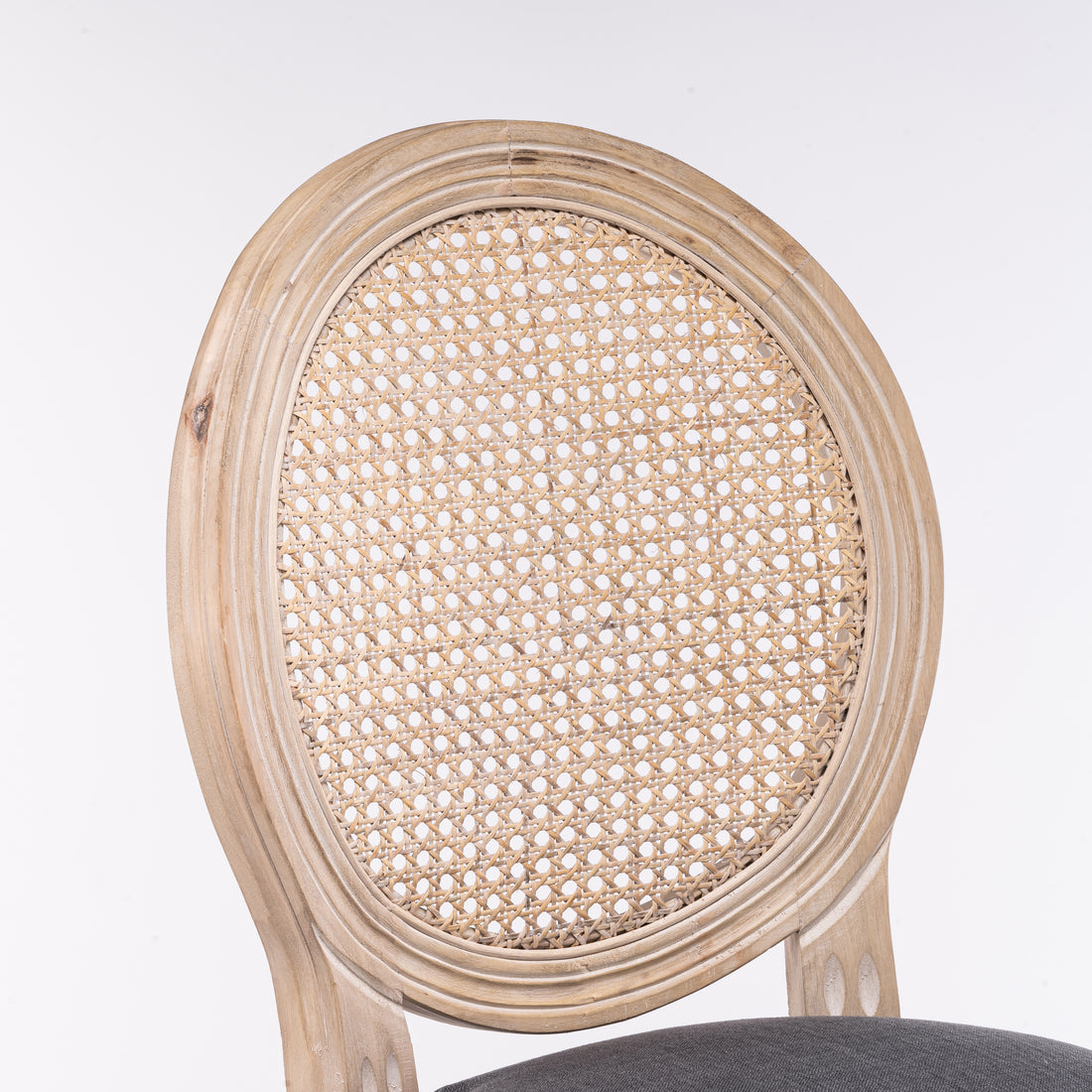 French Country Wooden Barstools Rattan Back With Upholstered Seatingdark Grey Set Of 2 Antique Dark Grey Fabric Solid Wood Mdf