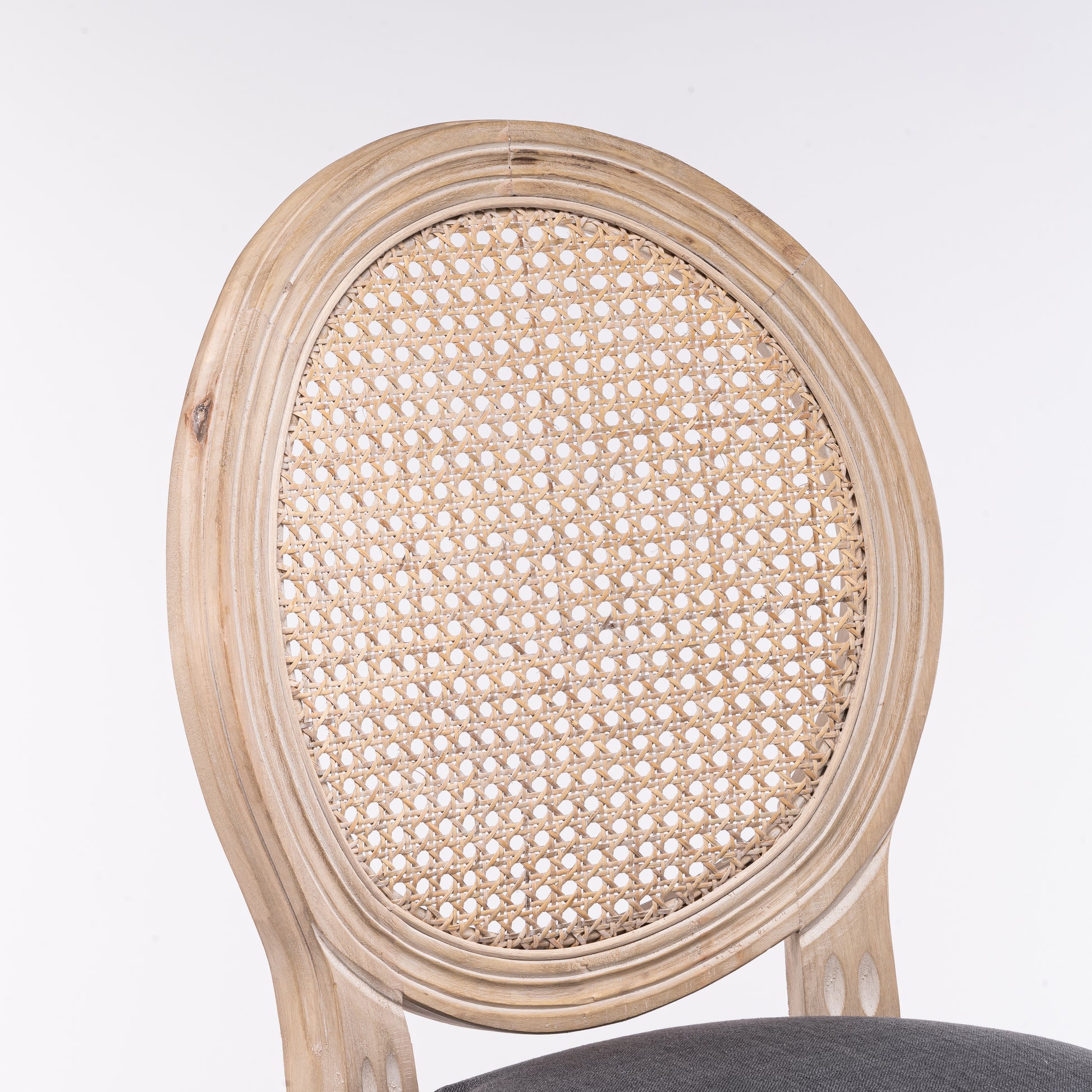 French Country Wooden Barstools Rattan Back With Upholstered Seatingdark Grey Set Of 2 Antique Dark Grey Fabric Solid Wood Mdf