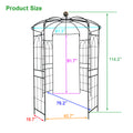 Metal Garden Arch Iron Garden Arbors Gazebo Dia81.3'' X 114.2'' High Birdcage Shape Pergola Pavilion For Wedding Ceremonyoutdoor Black Black Iron