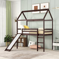 Twin Loft Bed With Slide, House Bed With Slide,Espresso Old Sku :Wf286245Aap Twin Espresso Solid Wood