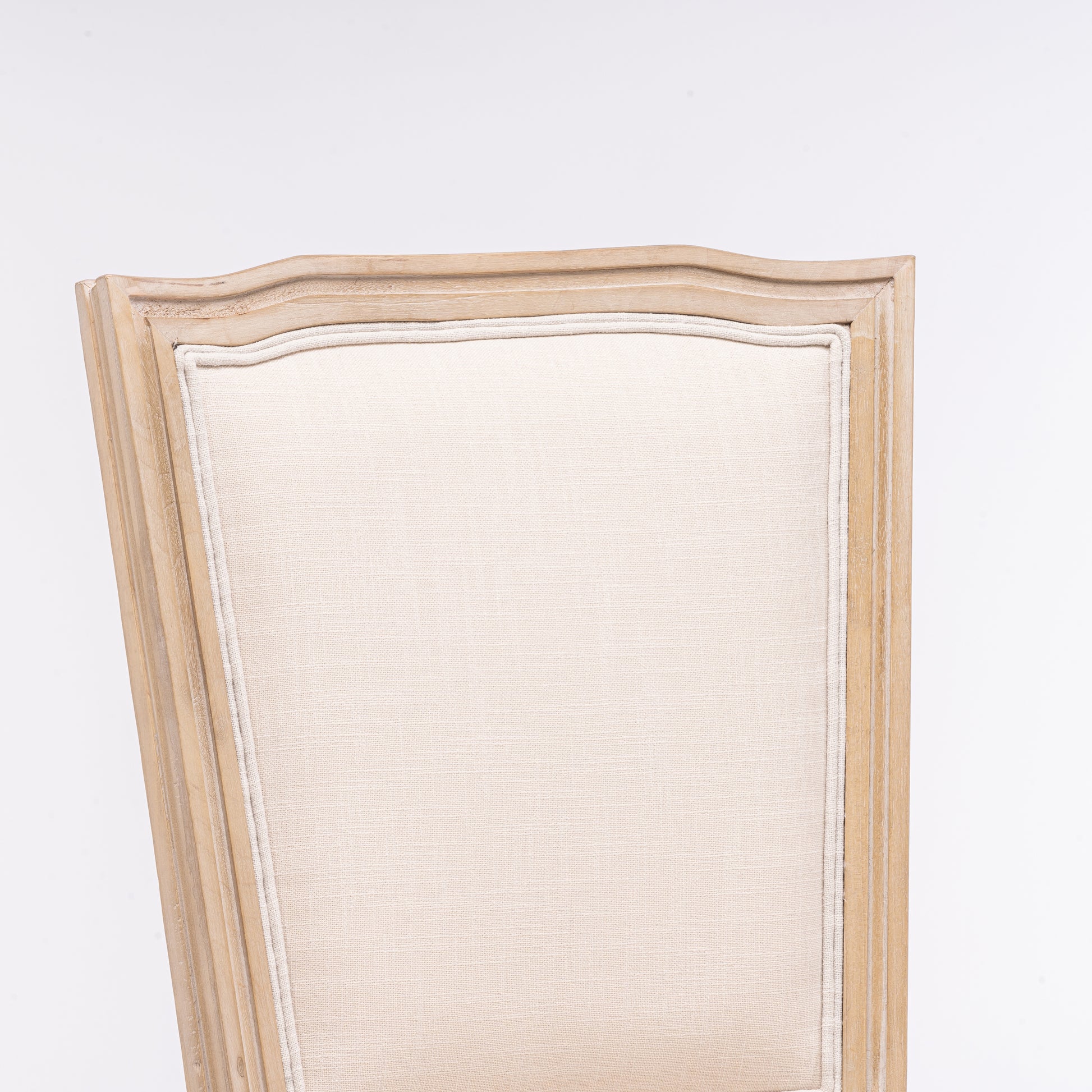 French Style Solid Wood Frame Linen Fabric Square Back Dining Chair,Set Of 2,Cream Cream Fabric Solid Wood Mdf Resin