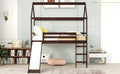 Twin Loft Bed With Slide, House Bed With Slide,Espresso Old Sku :Wf286245Aap Twin Espresso Solid Wood