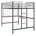 Full Metal Loft Bed With Desk And Metal Grid, Black Black Metal