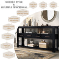 62.2'' Modern Console Table Sofa Table For Living Room With 4 Drawers And 2 Shelves Black Solid Wood Mdf