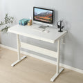 White Tabletop 48 X 24 Inchesstanding Desk With Metal Draweradjustable Height Stand Up Desk, Sit Stand Home Office Desk, Ergonomic Workstation White Mdf Steel