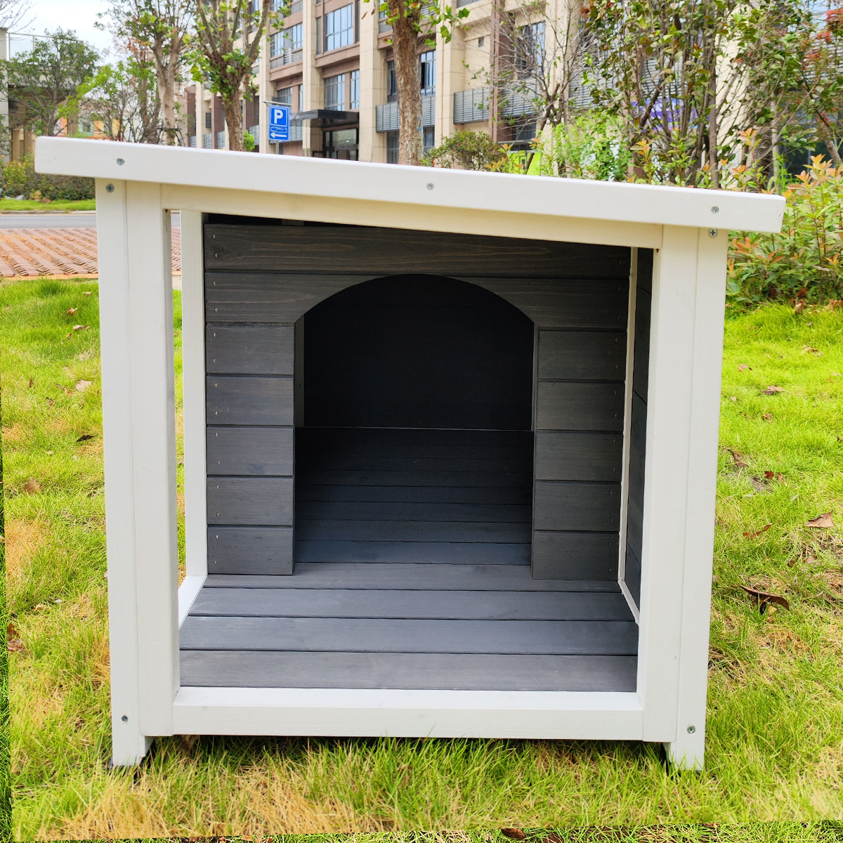 Wooden Dog House Dog Kennel With Opening Hinged Roof For Easy Cleaning, Indoor Solid Wood Dog Cage Gray Solid Wood