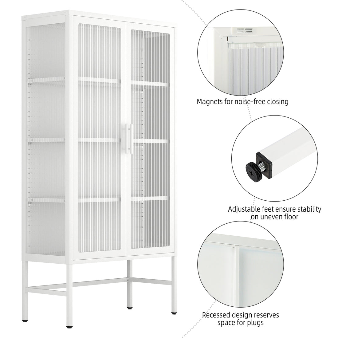 Double Glass Door Storage Cabinet With Adjustable