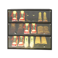 Led Light Shoe Box Three Layers With Glass Doors Black Wood Glass