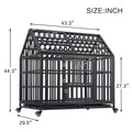 Heavy Duty Dog Cage Pet Crate With Roof Black Carbon Steel