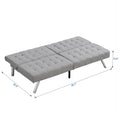 Wood Frame, Stainless Leg, Futon, Sofa Bed Grey Grey Fabric