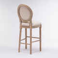 French Country Wooden Barstools With Upholstered Seatingbeige And Natural Set Of 2 Beige Fabric Solid Wood Mdf