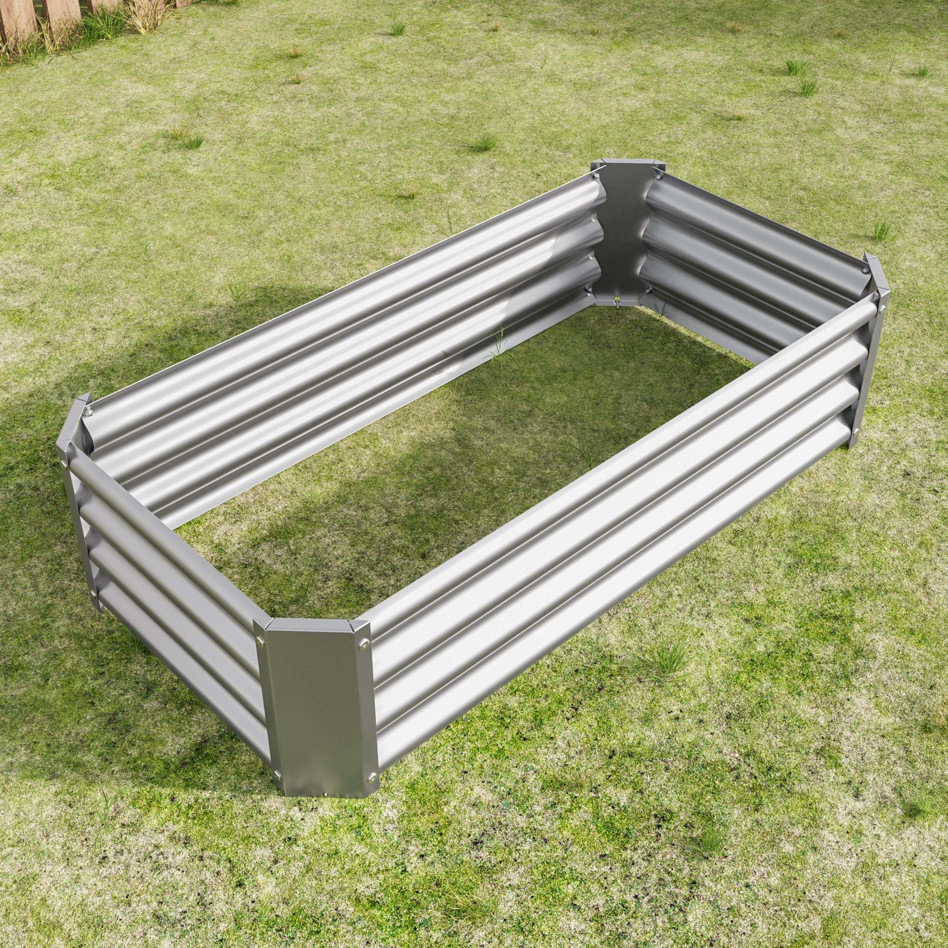 Metal Raised Garden Bed, Rectangle Raised Planter 4 2 1Ft For Flowers Plants, Vegetables Herb Silver Silver Bedroom Metal