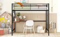 Full Metal Loft Bed With Desk And Metal Grid, Black Black Metal