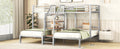 Metal Twin Over Twin & Twin Bunk Bed, Triple Bunk Bed With Storage Shelves Staircase, Silver Silver Metal & Wood