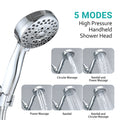 5 Mode Adjustable Settings Handheld Shower Head With Hose High Pressure Shower Heads Chrome Abs