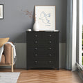 Drawer Dresser Bar Cabinet Side Cabinet,Buffet Sideboard,Buffet Service Counter, Solid Wood Frame,Plasticdoor Panel,Retro Shell Handle,Applicable To Dining Room, Living Room, Kitchen ,Corridor,Black 5 Or More Drawers Black Primary Living Space Classic