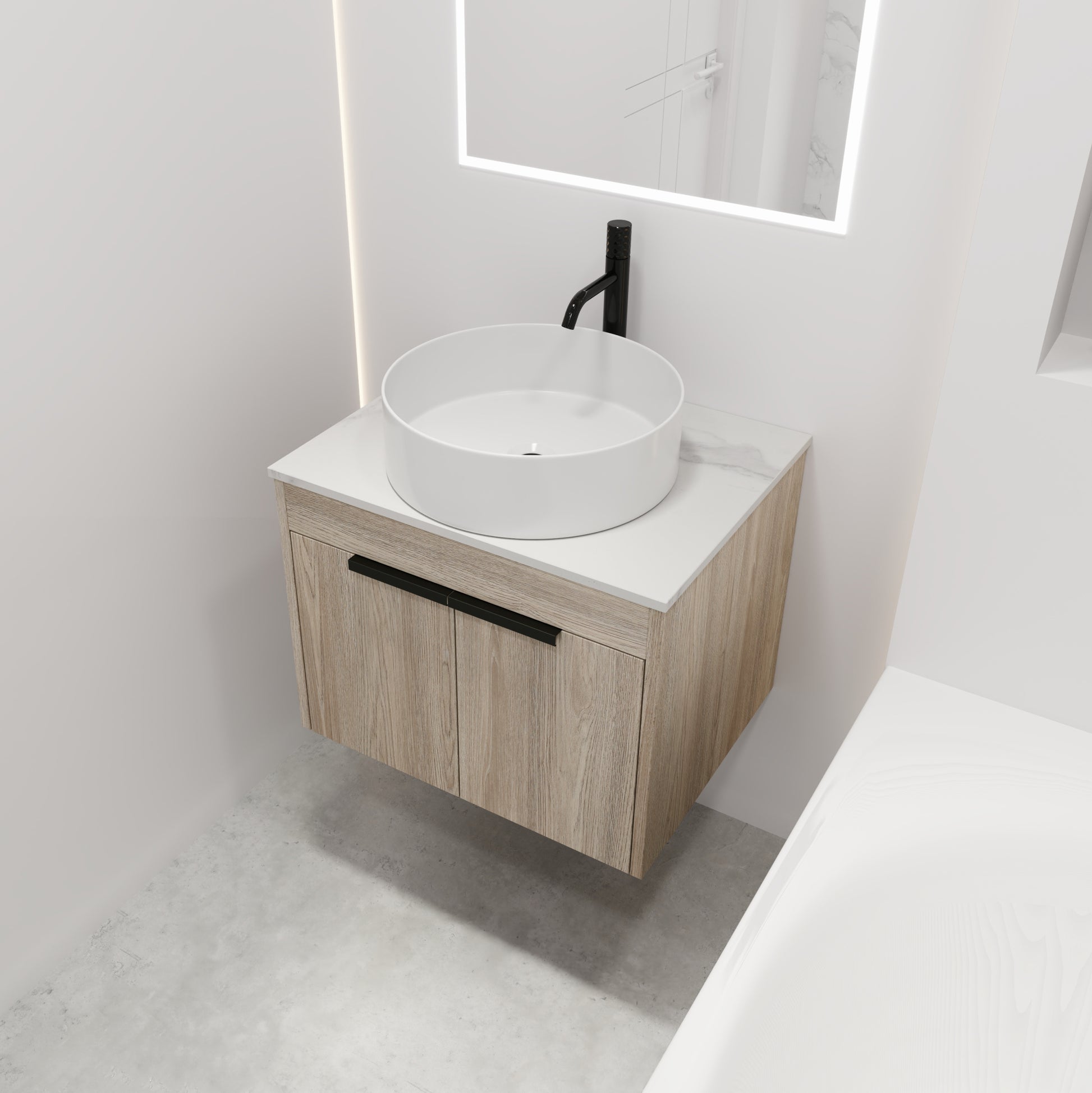 24 " Modern Design Float Bathroom Vanity With Ceramic Basin Set, Wall Mounted White Oak Vanity With Soft Close Door,Kd Packing,Kd Packing,2 Pieces Parcel Top Bab400Mowh White Oak 2 Bathroom Wall Mounted Plywood