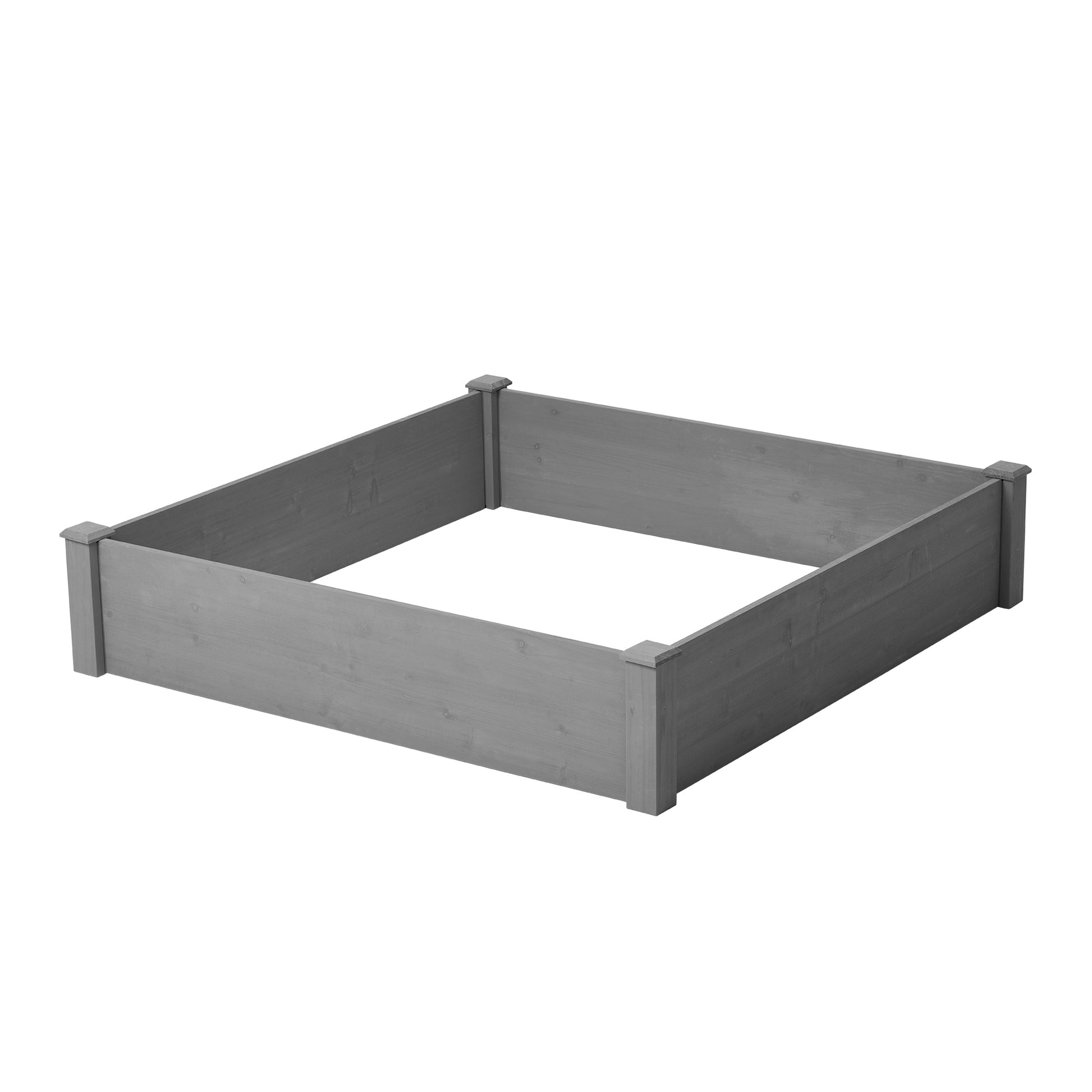 Raised Garden Bed 48X48X10'', Outdoor Wood Planter Box Over Floor, Tool Free Assembly Gray Garden & Outdoor Solid Wood