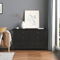 Drawer Dresser Bar Cabinet Side Cabinet,Buffet Sideboard,Buffet Service Counter, Solid Wood Frame,Plasticdoor Panel,Retro Shell Handle,Applicable To Dining Room, Living Room, Kitchen ,Corridor,Black 5 Or More Drawers Black Primary Living Space Drawers