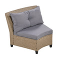 6 Person Fan Shaped Rattan Suit Combination With Cushions And Table,Suitable For Garden Gray Hdpe