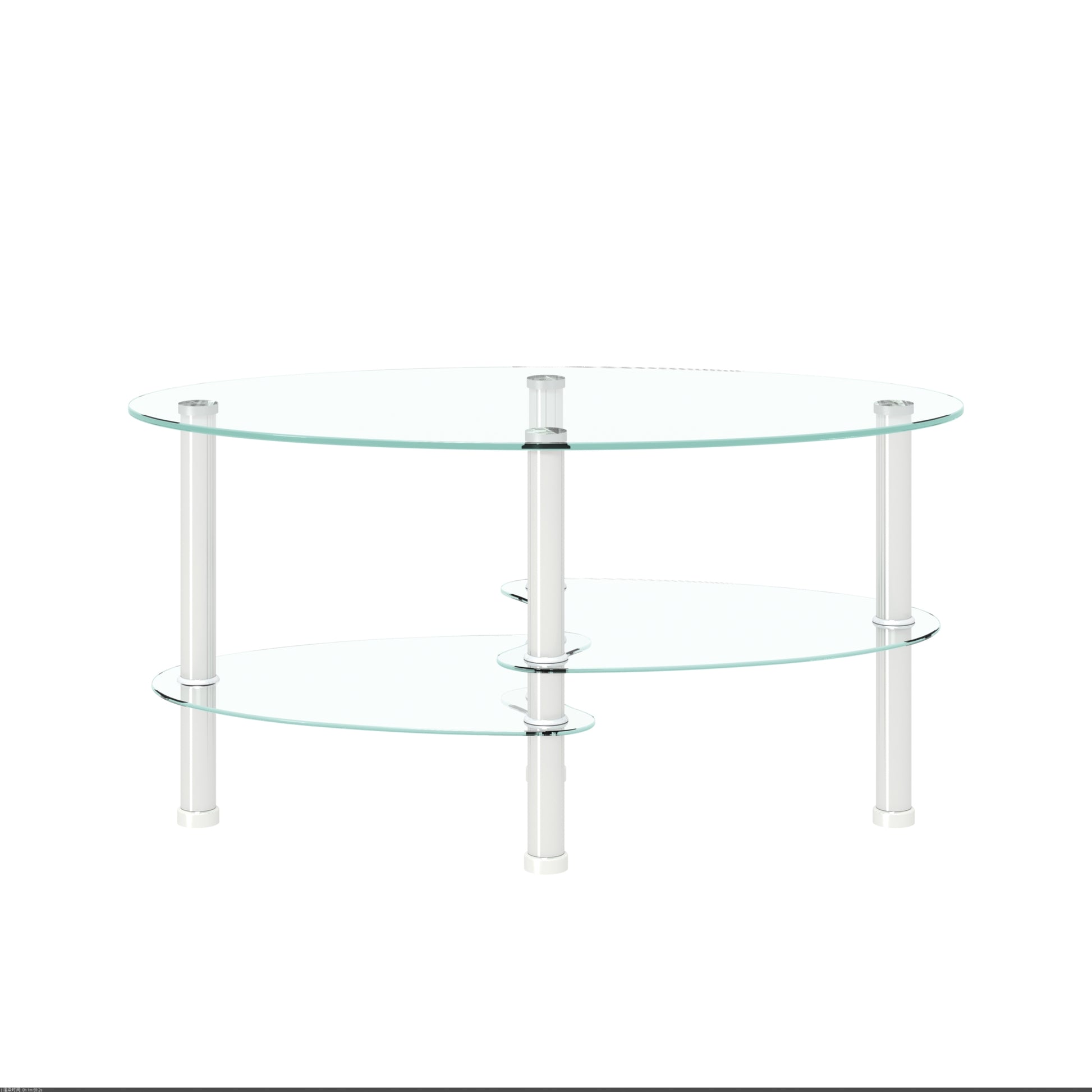 Transparent Oval Glass Coffee Table, Modern Table With Stainless Steel Leg, Tea Table 3 Layer Glass Table For Living Room Transparent Glass