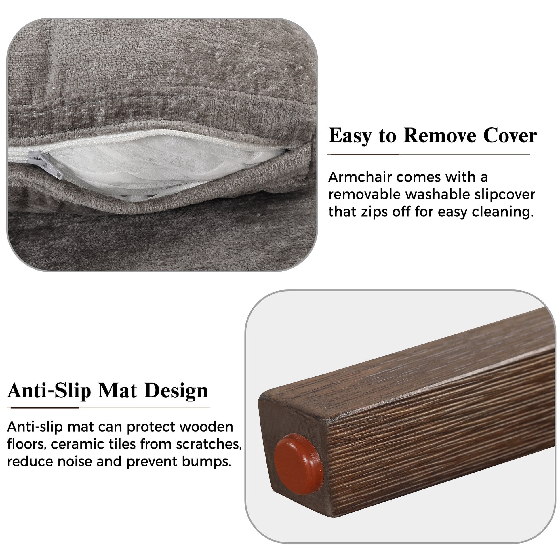 Mid Century Modern Velvet Accent Chair,Leisure Chair With Solid Wood And Thick Seat Cushion For Living Room,Bedroom,Studio,Grey Grey Foam Velvet