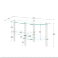 Transparent Oval Glass Coffee Table, Modern Table With Stainless Steel Leg, Tea Table 3 Layer Glass Table For Living Room Transparent Glass